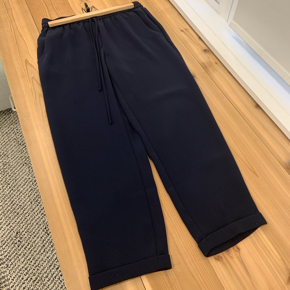 J.Crew Drapey Cropped Pull-On Pant, Navy, P4
